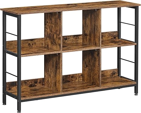 Bookshelf, Bookcase, 9 Cubes Storage Organizer, Industrial Open Display Shelf