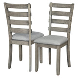 6, Rectangular Dining Table with Upholstered Chairs and Bench, 6-Piece Table Set for Dining Room and Kitchen, Retro Dining