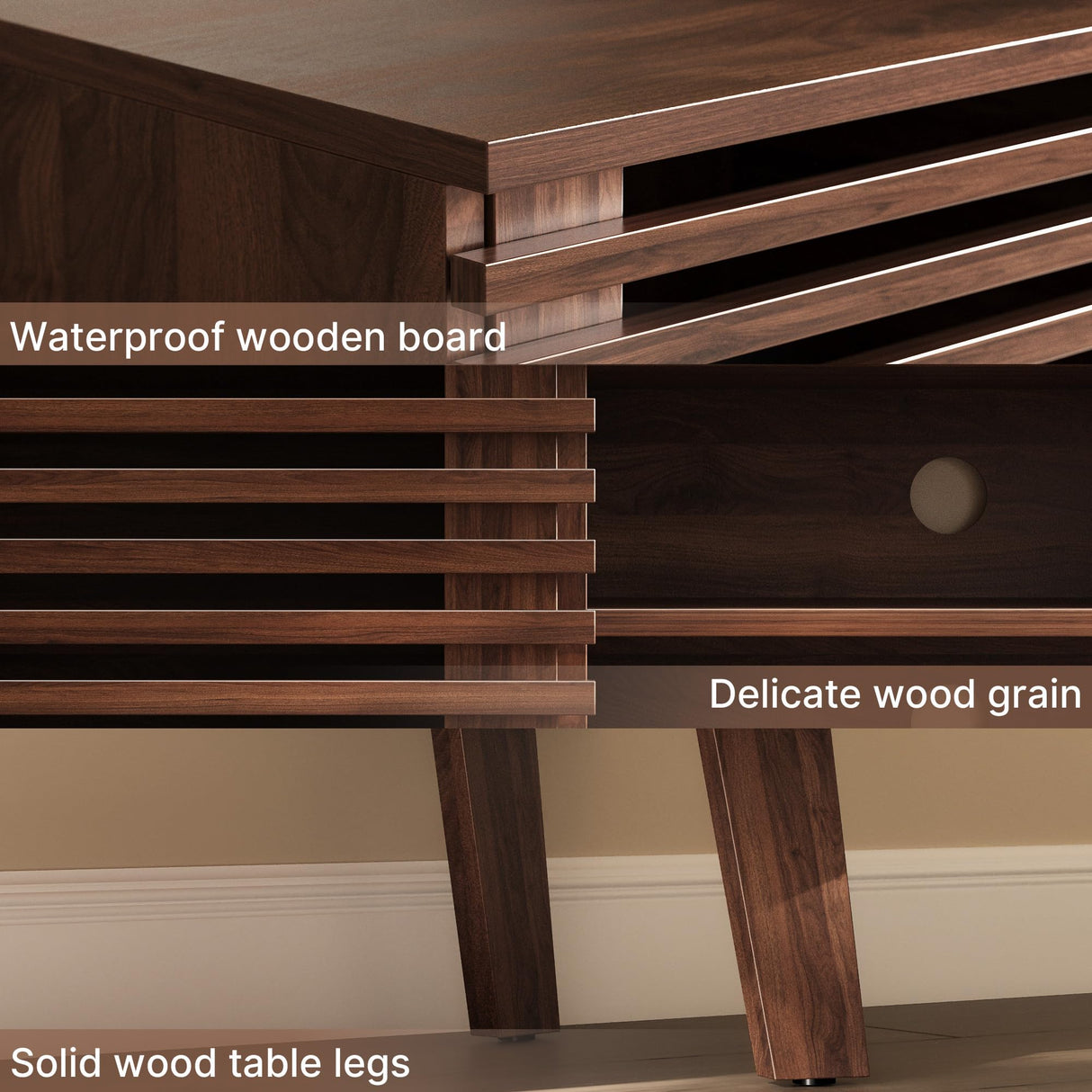 Mid-Century Modern TV Stand for 50-60 Inch TVs with Storage