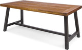 Della Acacia Wood Dining Table, Natural Stained with Rustic Metal,