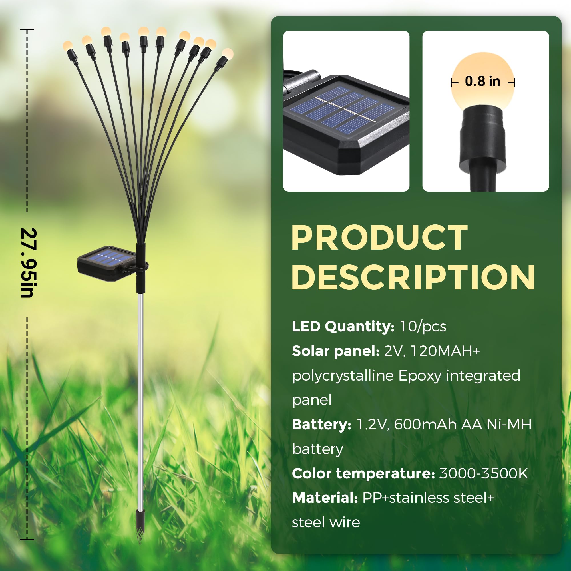 Solar Garden Lights, 80 LED Firefly Garden Lights Solar Outdoor, Solar Lights