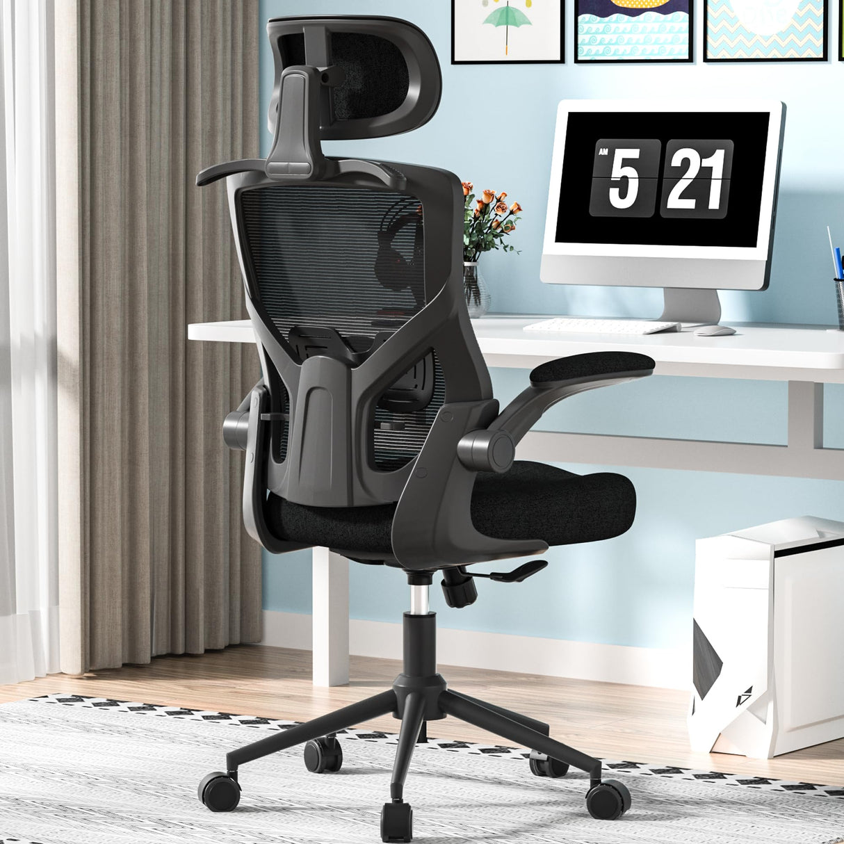 Ergonomic Office Chair, High Back Mesh Desk Chair with Molded Foam Cushion