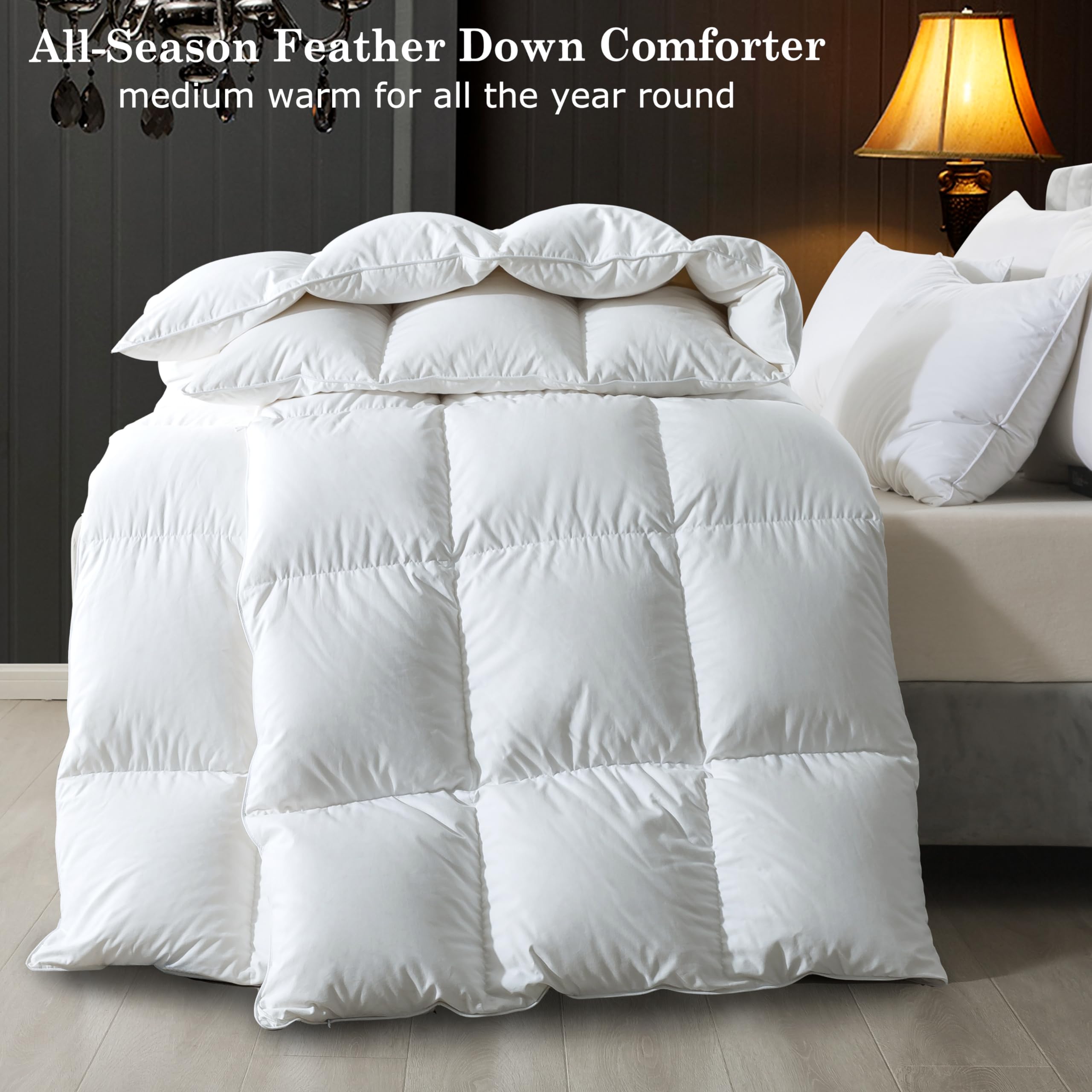 Goose Feather Down Comforter Oversized King Size - White Down Duvet Insert,