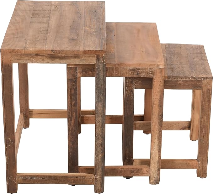 Reclamation Rustic Reclaimed Solid Wood Three-Piece Nesting Tables