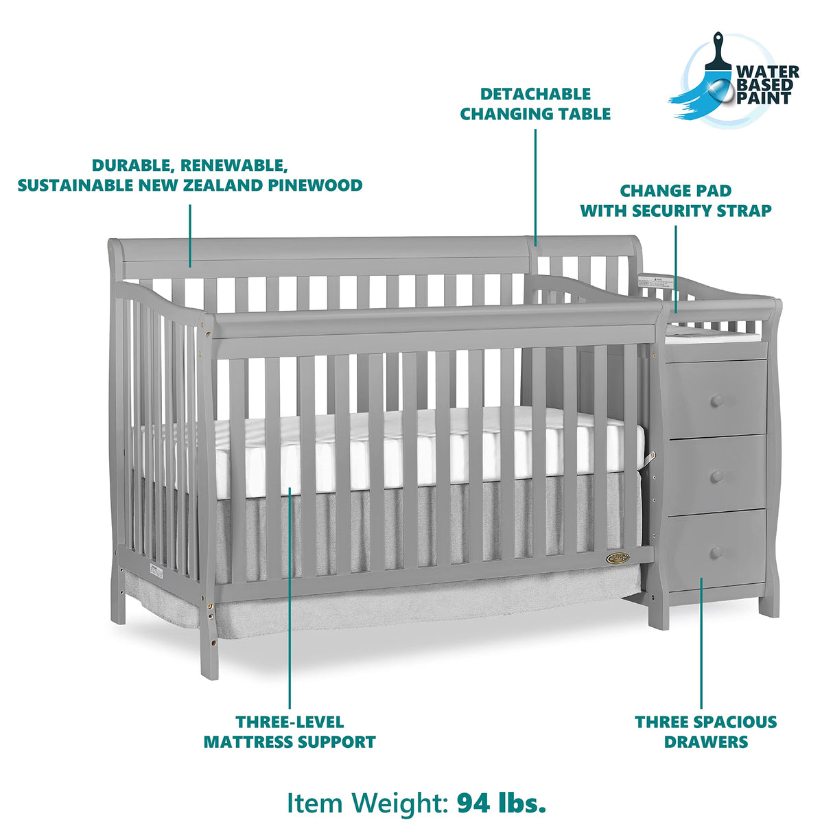 5 in 1 Brody Convertible Crib with Changer