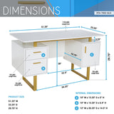 Storage Drawers and Cabinet 51.25” W-Modern Office Large Floating Desktop Surface Desk