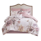 Floral Queen Comforter Set, Cotton Rich Bedding Set Feminine Design Shabby Chic Queen