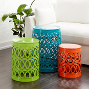Deco 79 Metal Accent Indoor Outdoor Nesting End Carved Trellis Design, Set of 3 Side Table 22", 18", 15"H, Multi Colored - Bircata