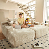 81" Oversized Sectional Double Lounge Chaise with Cloud Plush Sofa Bed