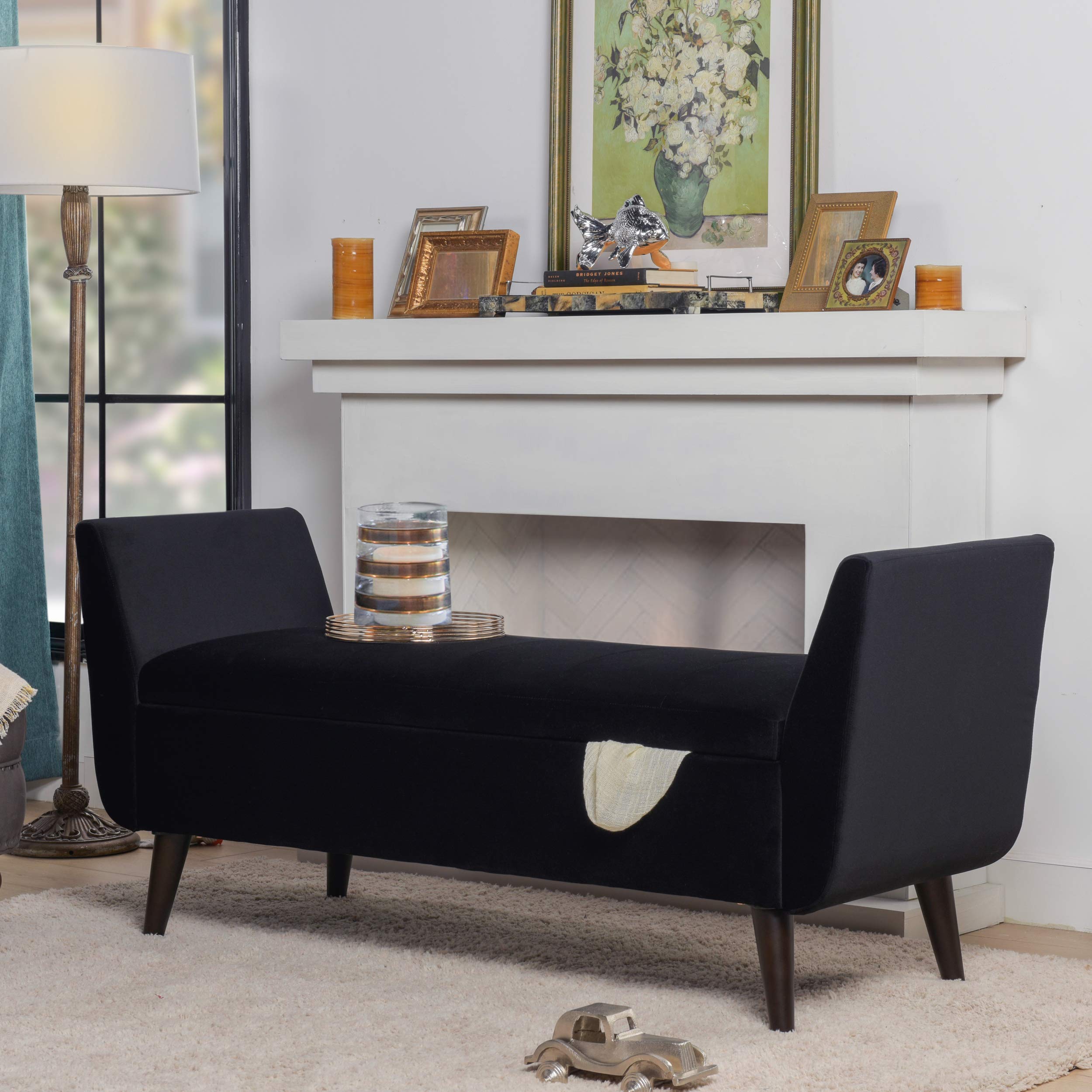 Duff 60" Mid-Century Modern Upholstered Entryway Storage Bench