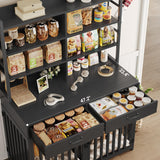 Large Dog Crate Furniture with Storage - 71H x 47W Heavy Duty Indoor Kennel