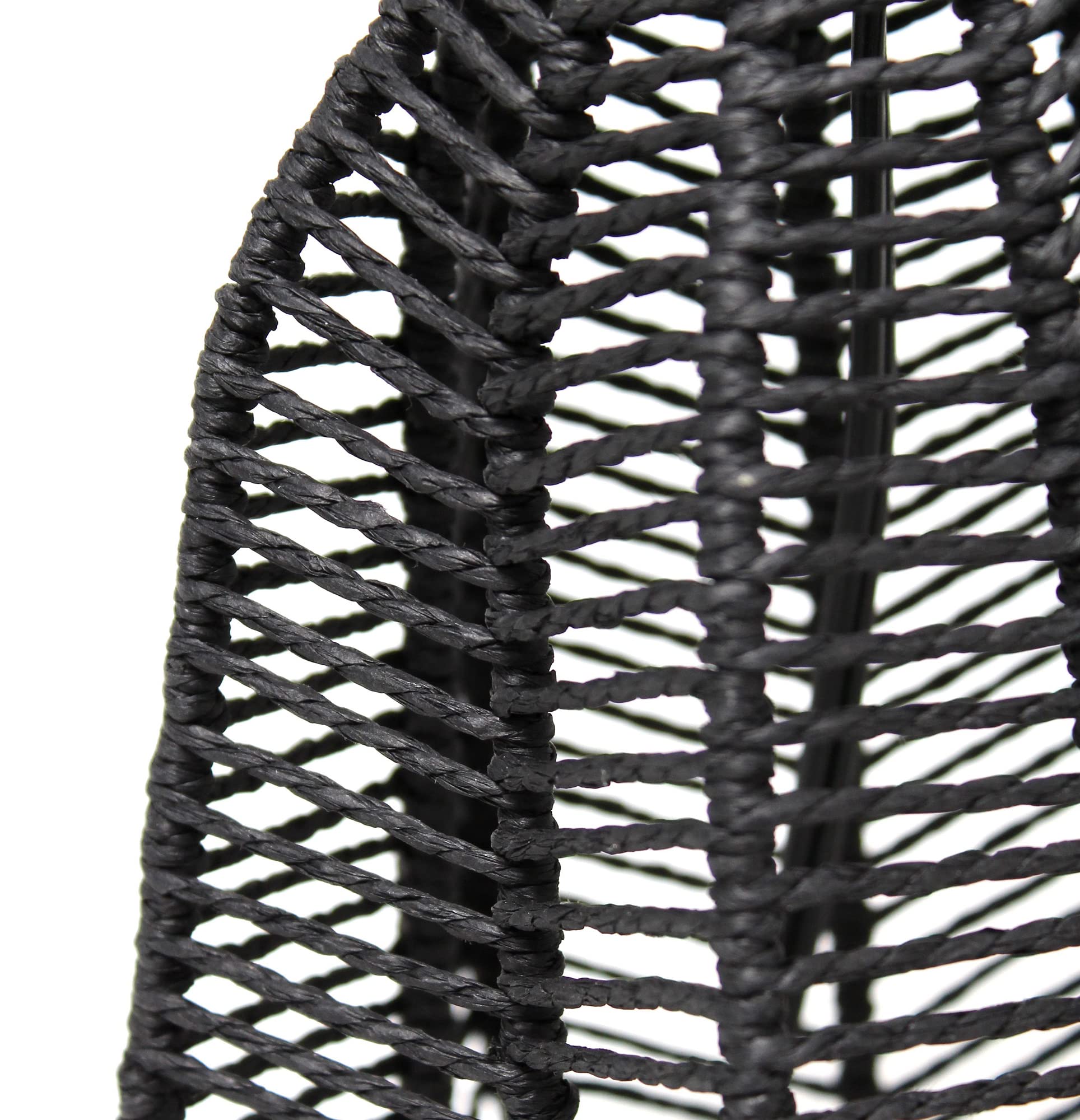 LT2106-BLK 21" Tall Boho Coastal Inspired Rustic Paper Rope Rattan Wicker Look Standard