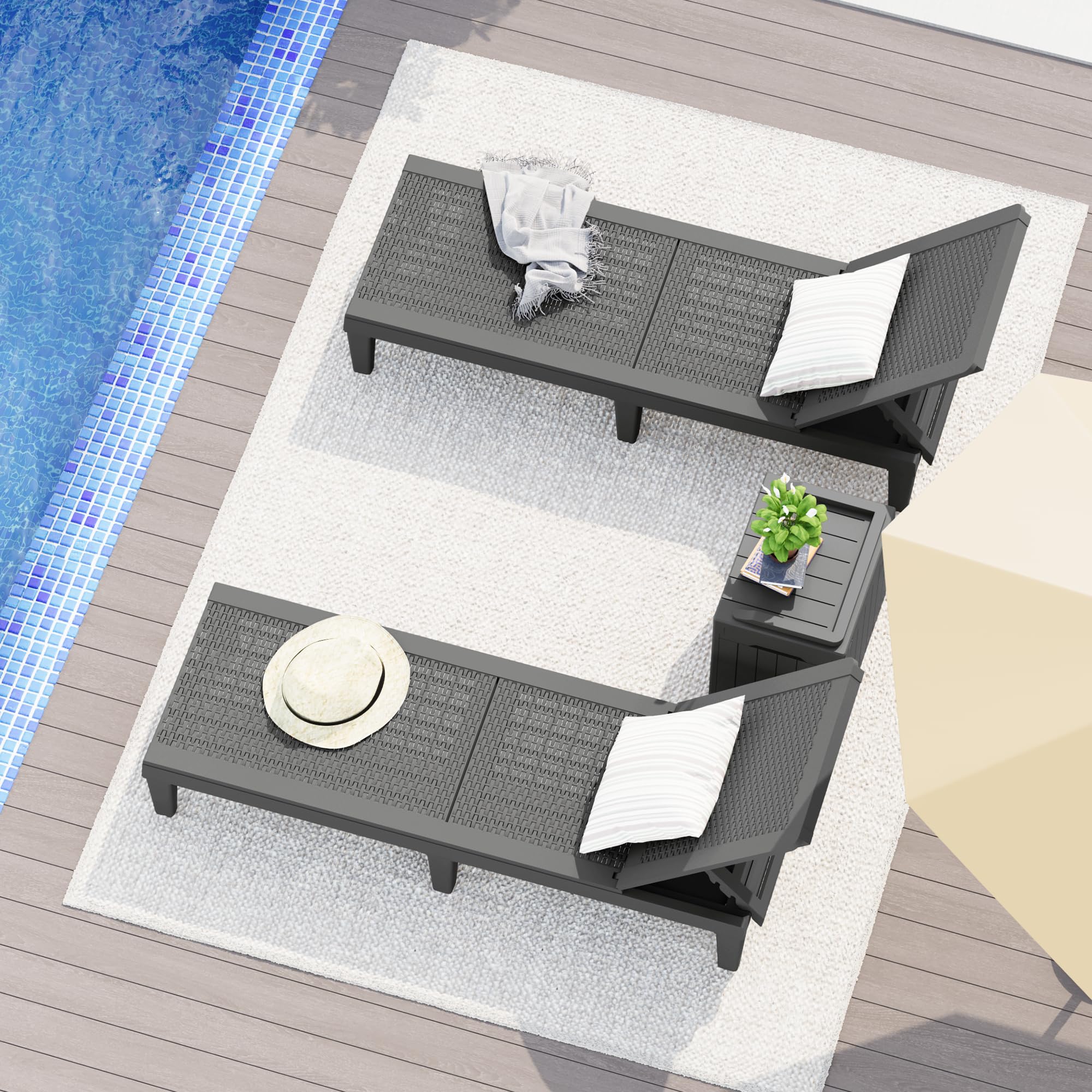 Outdoor Chaise Lounge Chairs Set of 2 with Adjustable Backrest