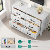 6-Drawer Dresser with Built-in Power Outlet, Wood Dresser TV Stand