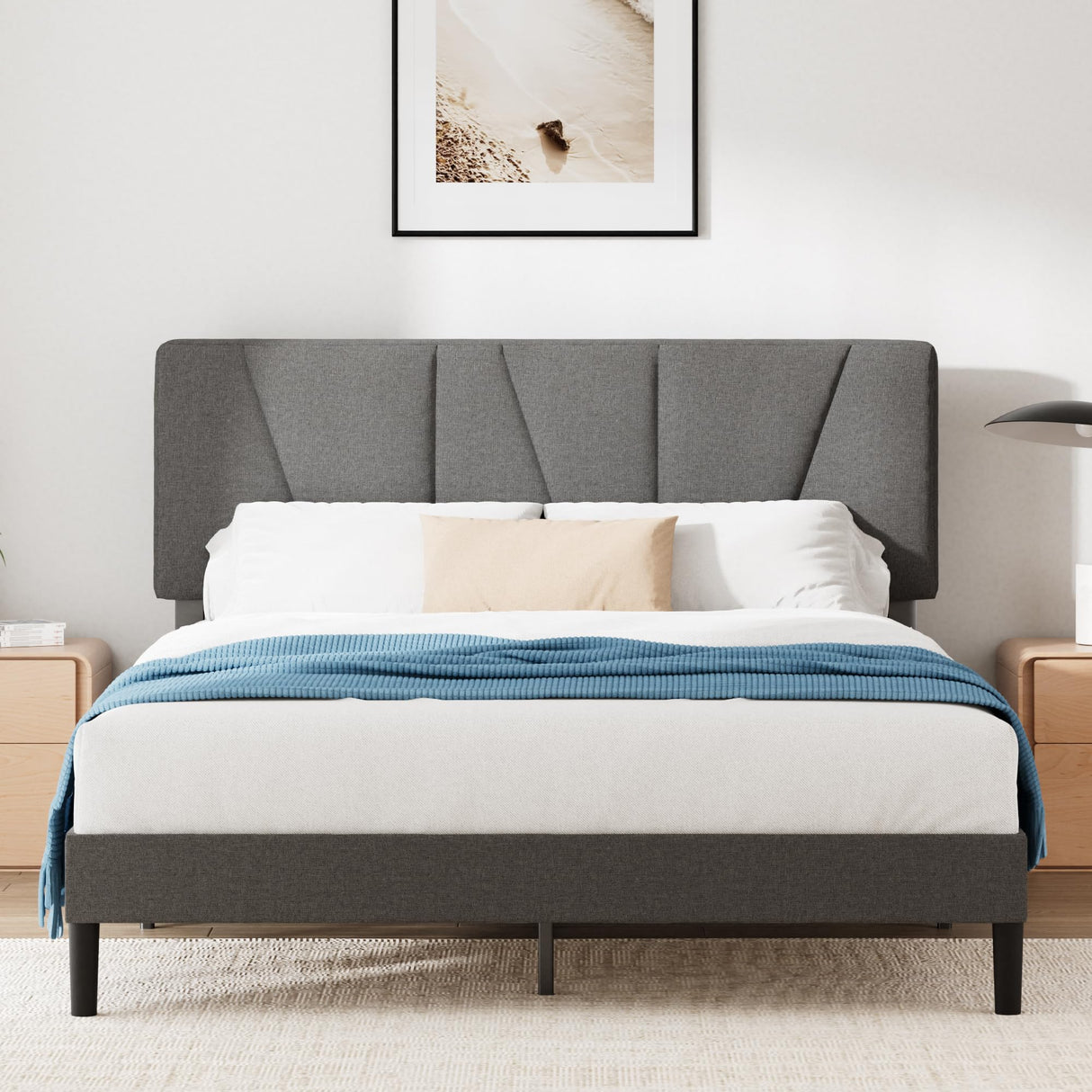 cm, Height 30 cm, Padded Bumper with Headboard, Wooden Slatted Base, Dark Grey