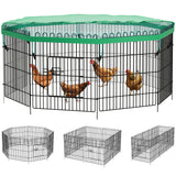 YITAHOME 8 Panel Foldable Chicken Coop with UV-Proof Oxford Cloth, Metal Chicken Tractor Cage Duck Rabbit Cat Crate, Outdoor Walk-in Poultry Cage