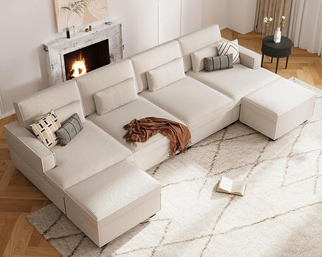 75" Oversized Loveseat Sofa, Comfy Corduroy Sectional Cloud Couch with Adjustable