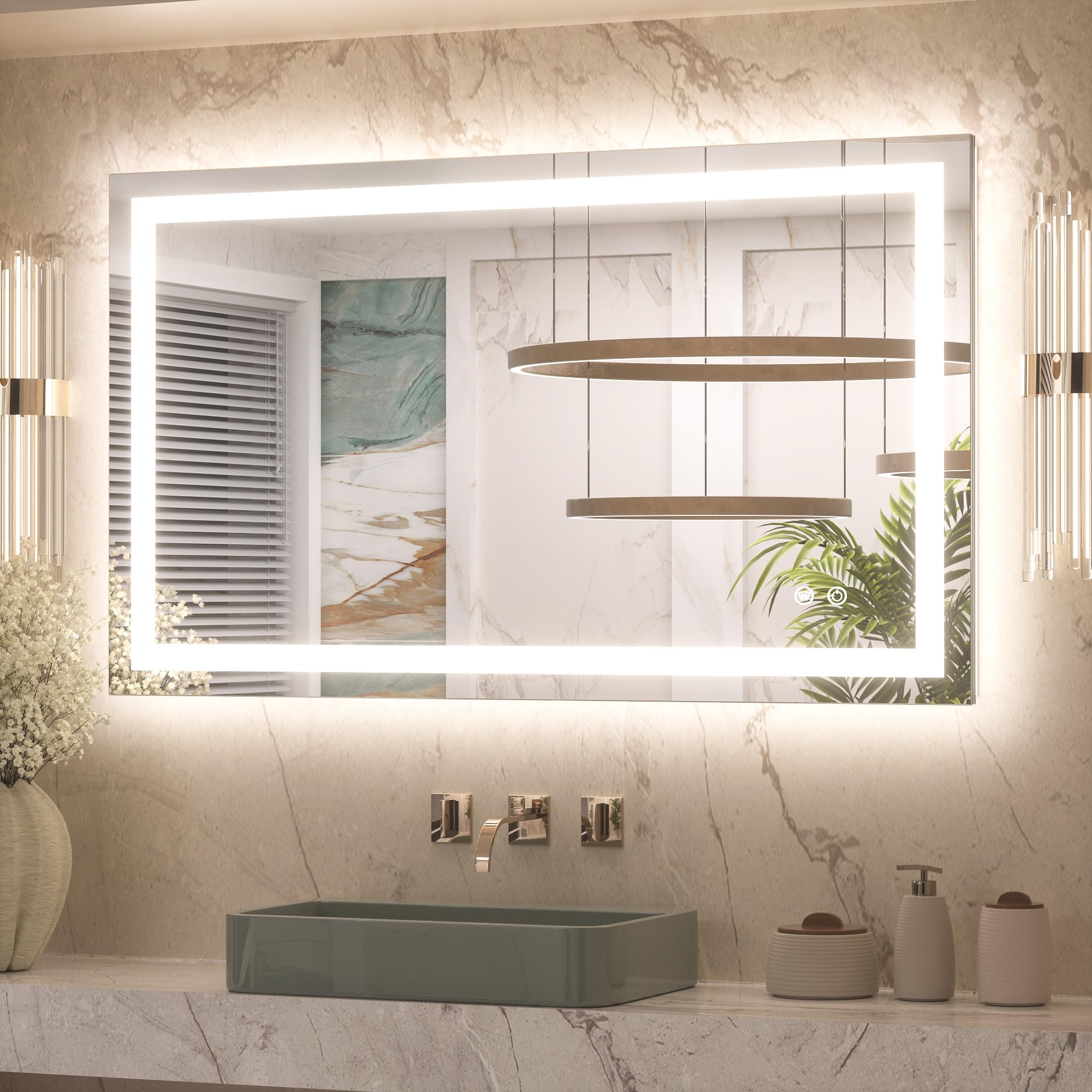 Mirror for Bathroom Wall, LED Mirror with Frontlit & Backlit