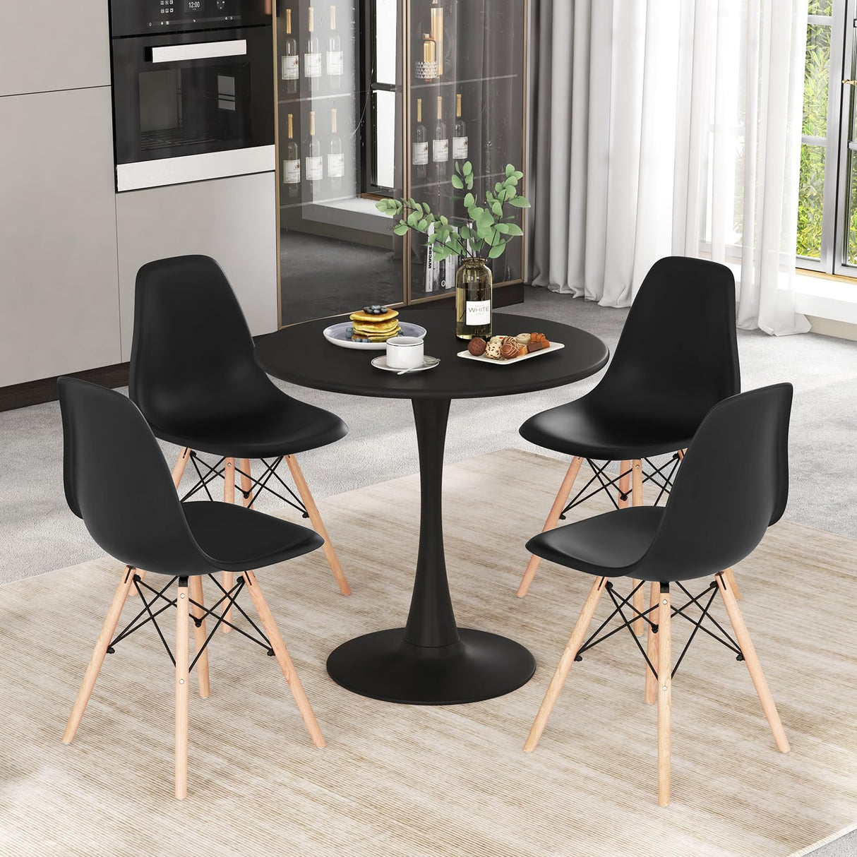 Kitchen Table Chairs Set of 4 - Dinette Table Set with 32” Round Table and Dining Chairs,