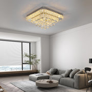 22.8" Crystal Ceiling-Light Flush Mount with Remote Control, 3 Colors Temp & Brightness