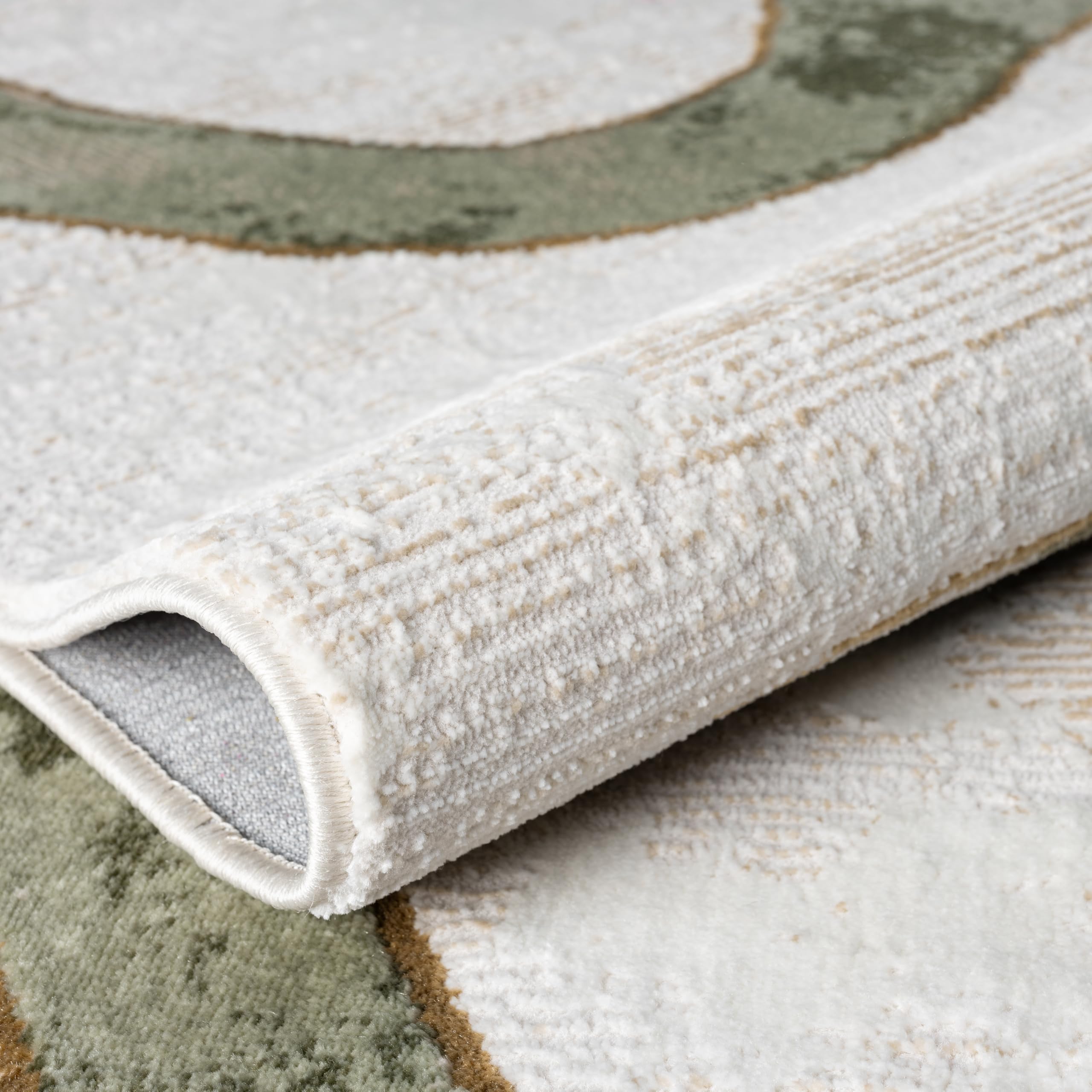 Abani Beige Cream Green Graffiti Washable Area Rug – 8' x 10' – Abstract Artistic Design – Ivy Collection – Non-Shedding, Easy to Clean – Durable for High Traffic Areas – Living Room & Bedroom