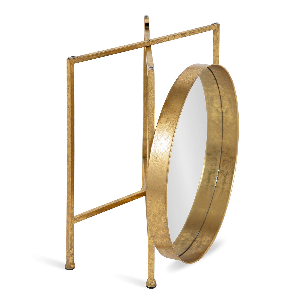 Kate and Laurel Celia Metal Foldable Round Accent Table, 18.25" x 18.25" x 22", Glass Surface and Gold Frame, Modern Minimalist Design and Detachable Magnetic Tabletop - Bircata