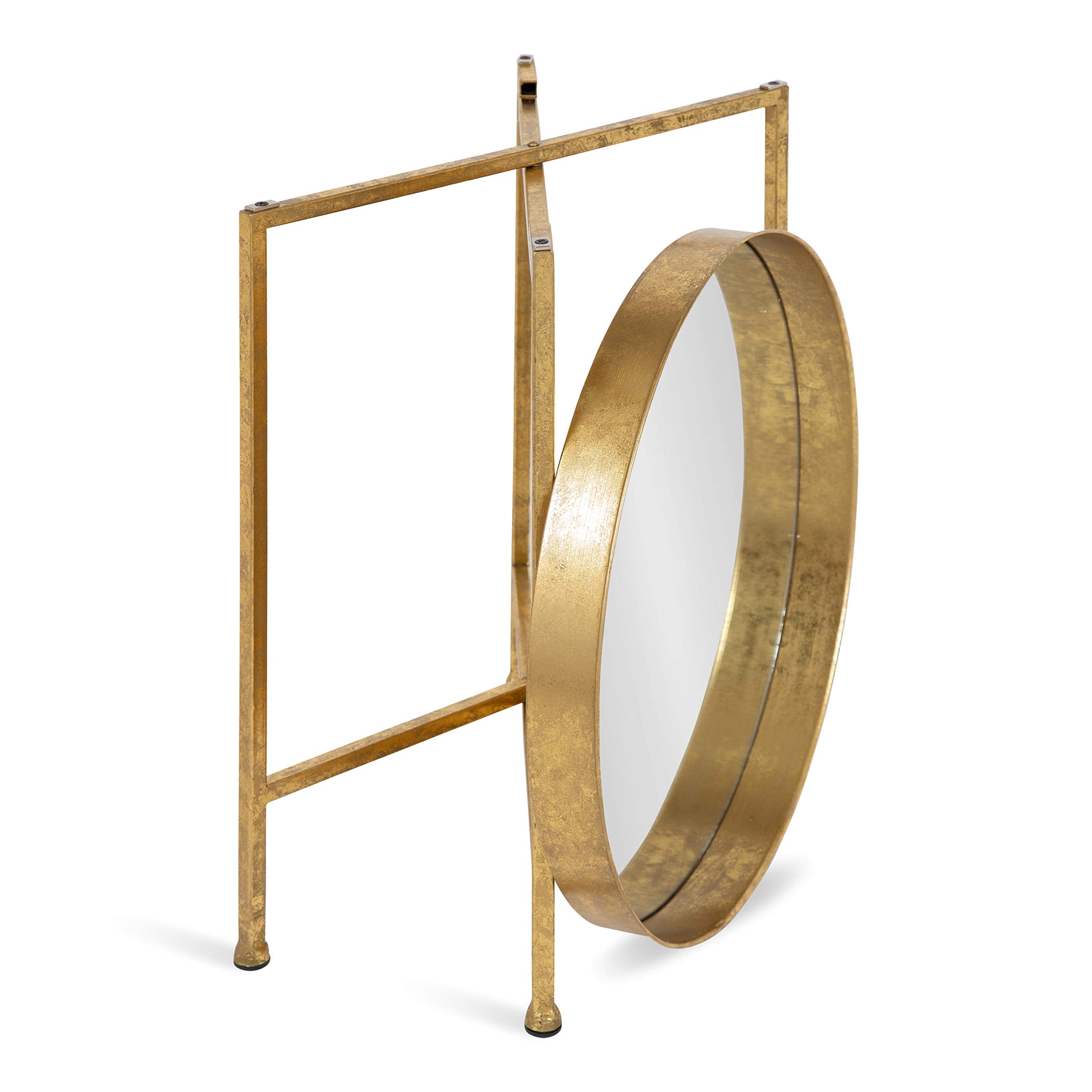 Kate and Laurel Celia Metal Foldable Round Accent Table, 18.25" x 18.25" x 22", Glass Surface and Gold Frame, Modern Minimalist Design and Detachable Magnetic Tabletop - Bircata