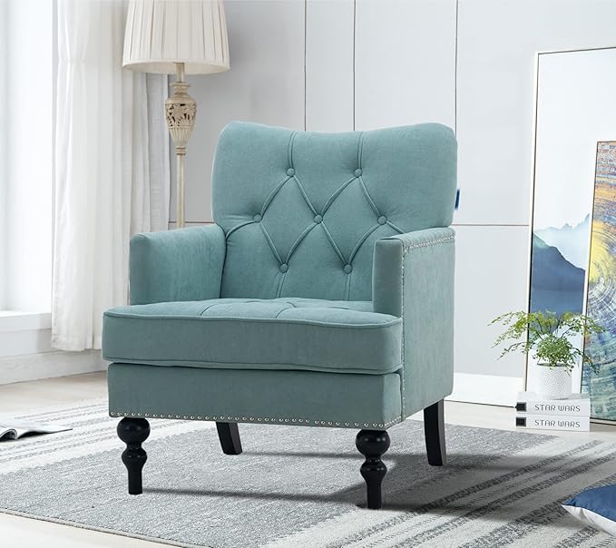 Earnest Button Tufted Mid-Century Modern Accent Arm Lounge Chair in Gray