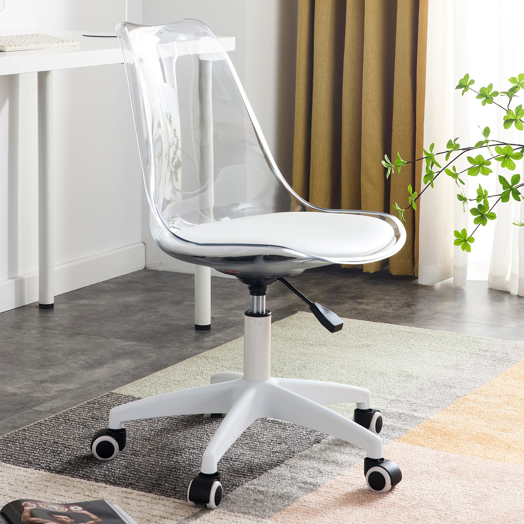 Clear Acrylic Desk Chair with Wheels