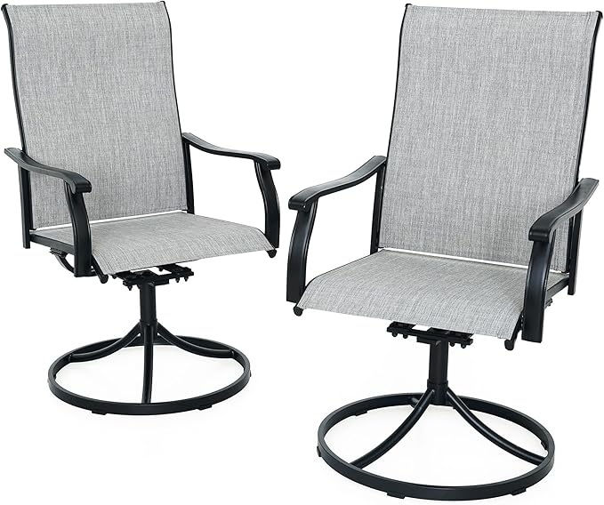 Outdoor Dining Chair Set of 2 High Back Outdoor Swivel Rocker Set