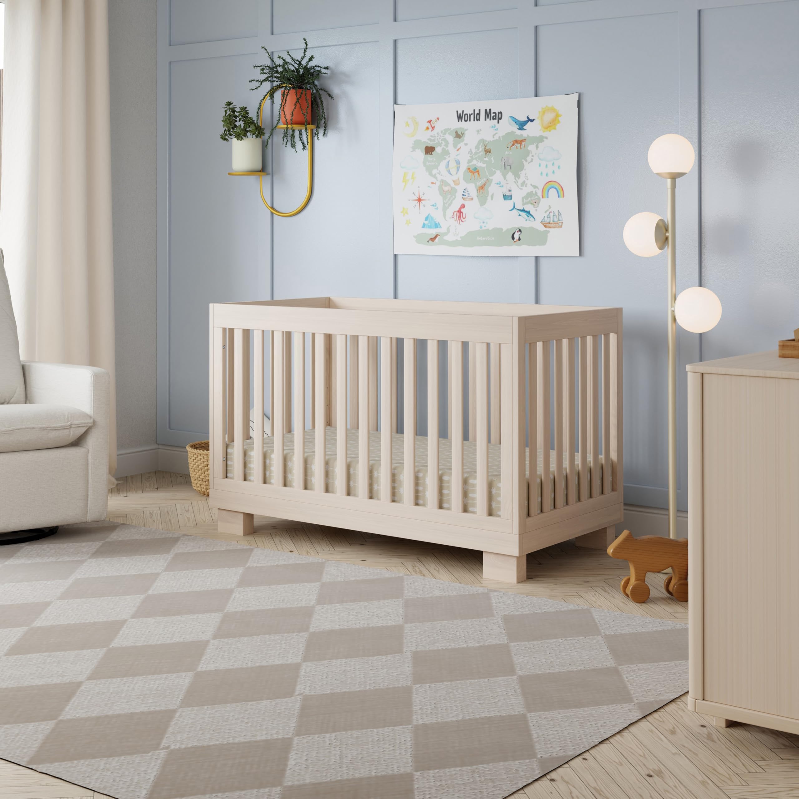 Modo 3-in-1 Convertible Crib with Toddler Bed Conversion Kit in Washed Natural