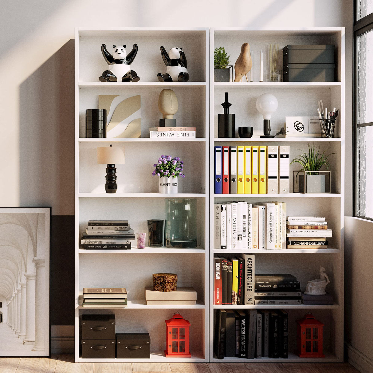 Bookshelves and Bookcases Floor Standing 6 Tiers Display Storage Shelves 70 in Tall Bookcase