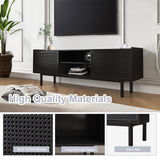 TV Stand for TVs Up to 70 Inch, Accent Iron Rattan Storage Cabinet Television