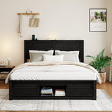 Full Size Wooden Bed Frame with Headboard and Storage