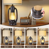 26" Vintage Lantern Table Lamps Set of 2 with USB Charging Ports