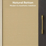 80 Inch Black Rattan TV Stand with LED Lights