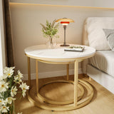 27.5" Nesting Coffee Table,Round Marble Coffee Table Set of 2