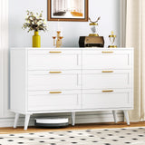 6 Drawer Double Dresser for Bedroom, Chest of Dressers, Modern Wooden Dresser Chest