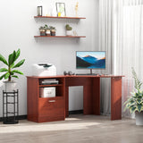 Computer Desk with Printer Cabinet, L-Shaped Corner Desk with Storage