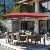 15 ft Large Patio Umbrella with Base Included, Outdoor Double-Sided Table Umbrella with Crank,