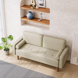 70 inch Sofa Couch, Mid Century Modern Couches for Living Room, 3 Seater Beige Couches with 2 Pillows,