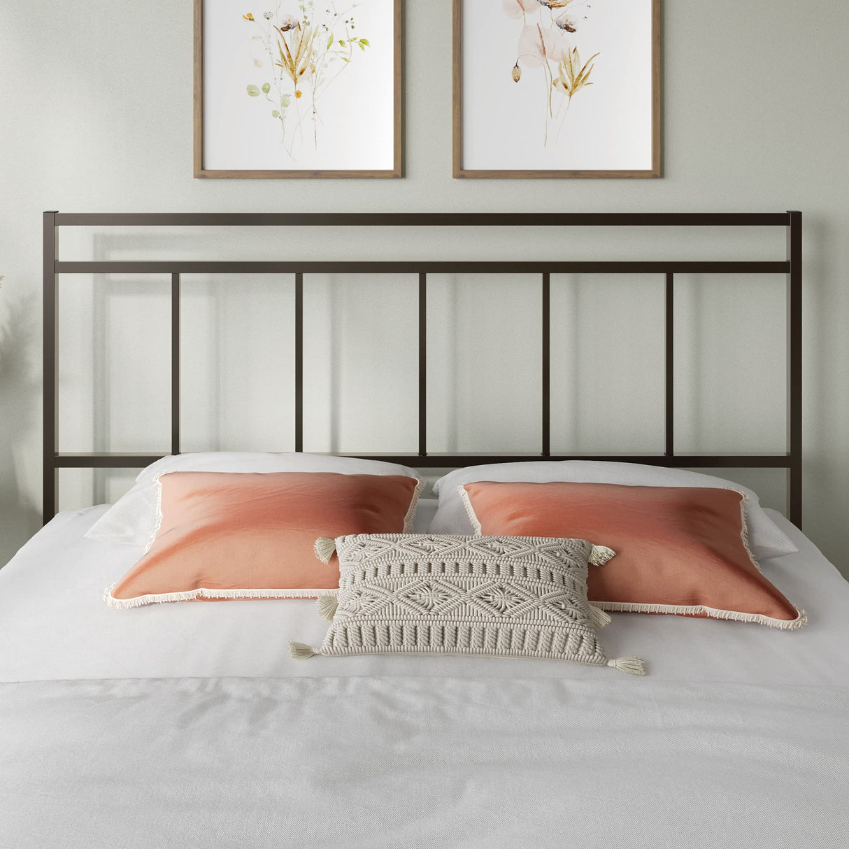 Sauder Cannery Bridge Queen Platform Bed with Headboard, Bronze Finish