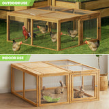 71" Chicken Coop Run Extension Metal Frame with Perches, Outdoor Rabbit Run