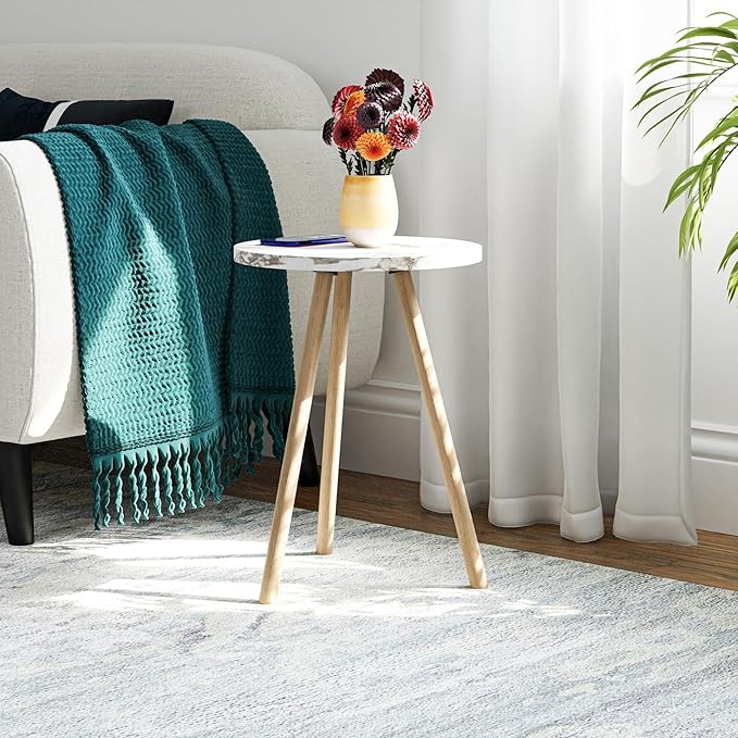 Small Round Side Tables for Living Room, Minimalist Circle Accent End Table Small Spaces