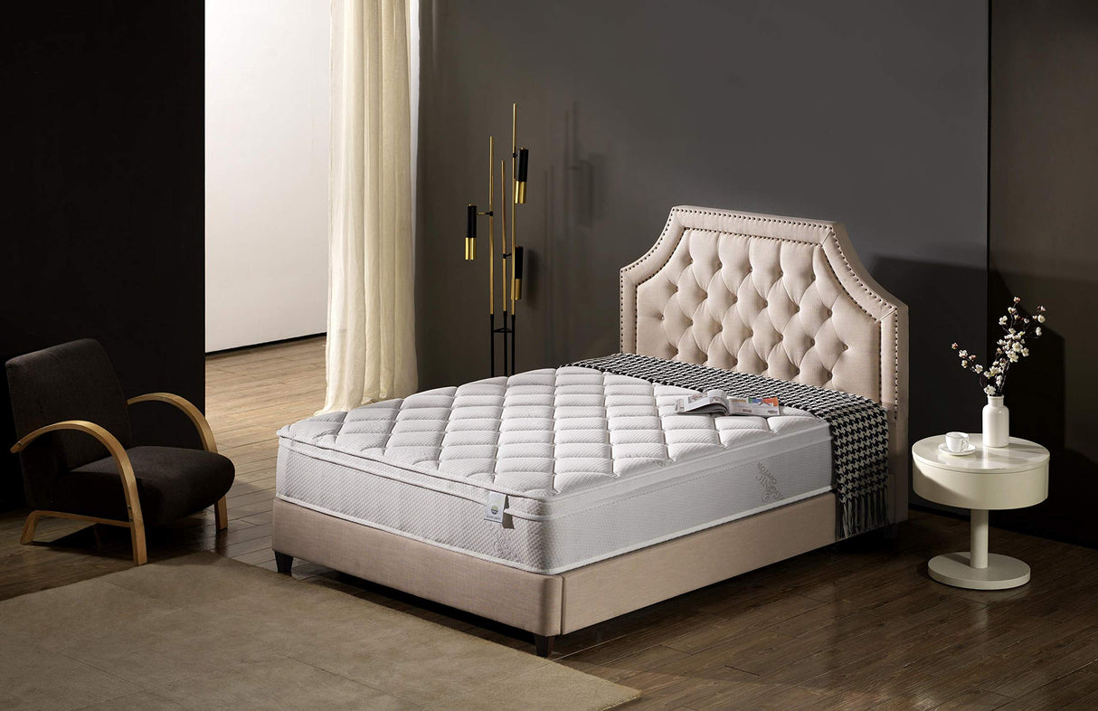 Organic Cotton - 12 Inch - Deluxe Sleep - Plush Euro Pillow Top - Cool Memory Foam & Pocket Spring Mattress