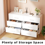 6 Drawer Dresser, Wide Chest of Drawers Organizer Storage with Drawers