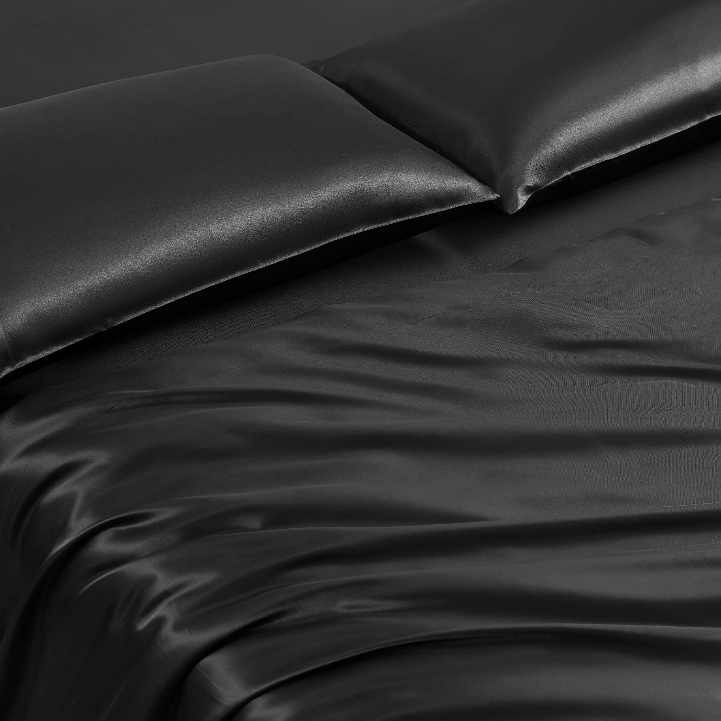 Black Leopard Satin Queen Comforter Set - 8-Piece Luxury Bedding