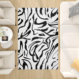 Modern Abstract Zebra Rug, Washable Black and White Cow Print Rug 6x9,