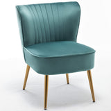 Modern Velvet Accent Chair for Living Room, Bedroom, or Entryway, Stylish and Comfortable Armless Design with Metal Legs, Teal