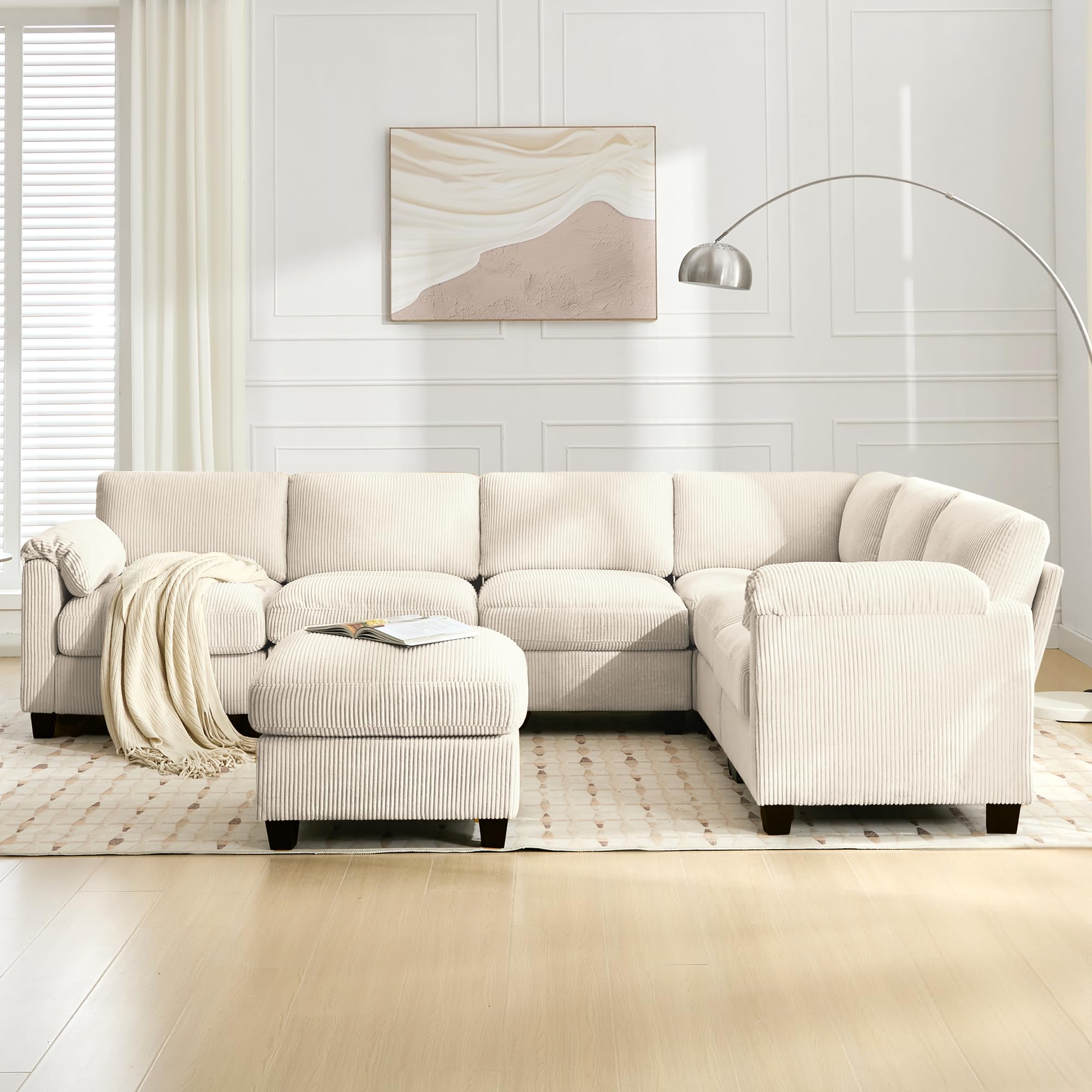 Oversized Corduroy Sectional Couches for Living Room
